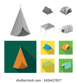 Isolated object of tent and camp symbol. Collection of tent and forest stock symbol for web.