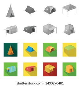 Isolated object of tent and camp symbol. Set of tent and forest vector icon for stock.