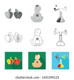 Isolated object of test and synthetic icon. Set of test and laboratory stock vector illustration.