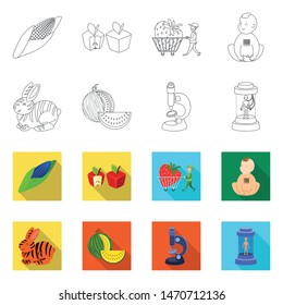 Isolated object of test and synthetic icon. Collection of test and laboratory stock vector illustration.