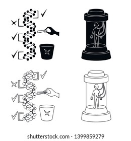 Isolated object of test and synthetic sign. Set of test and laboratory stock vector illustration.