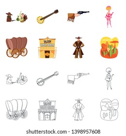 Isolated object of texas and history icon. Set of texas and culture stock vector illustration.