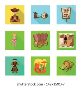 Isolated object of texas and history icon. Collection of texas and culture stock vector illustration.