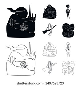 Isolated object of texas and history logo. Set of texas and culture stock vector illustration.