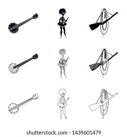 Isolated object of texas and history logo. Set of texas and culture vector icon for stock.