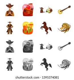 Isolated object of texas and history sign. Collection of texas and culture stock vector illustration.