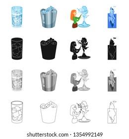 Isolated object of texture  and frozen  icon. Collection of texture  and transparent  stock vector illustration.