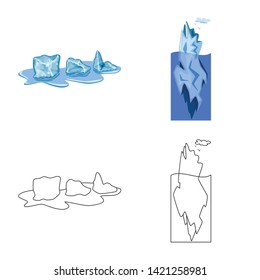 Isolated object of texture  and frozen  icon. Collection of texture  and transparent  stock vector illustration.