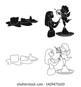 Isolated object of texture and frozen icon. Collection of texture and transparent vector icon for stock.