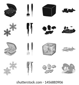 Isolated object of texture and frozen icon. Collection of texture and transparent vector icon for stock.
