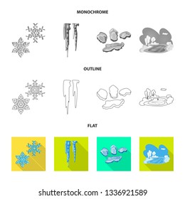 Isolated object of texture  and frozen  logo. Set of texture  and transparent  vector icon for stock.
