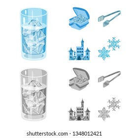 Isolated object of texture  and frozen  logo. Collection of texture  and transparent  vector icon for stock.