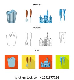 Isolated object of texture  and frozen  logo. Collection of texture  and transparent  vector icon for stock.