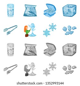 Isolated object of texture  and frozen  logo. Set of texture  and transparent  stock symbol for web.