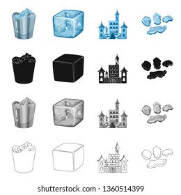 Isolated object of texture  and frozen  logo. Collection of texture  and transparent  stock vector illustration.