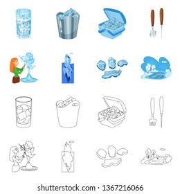 Isolated object of texture  and frozen  logo. Set of texture  and transparent  vector icon for stock.