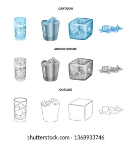 Isolated object of texture  and frozen  logo. Collection of texture  and transparent  stock vector illustration.