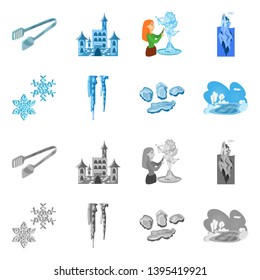 Isolated object of texture  and frozen  logo. Set of texture  and transparent  stock symbol for web.