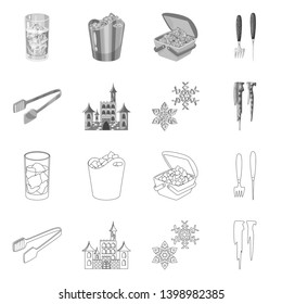 Isolated object of texture  and frozen  logo. Collection of texture  and transparent  stock symbol for web.