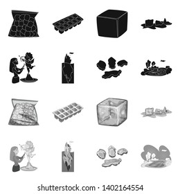 Isolated object of texture  and frozen  logo. Collection of texture  and transparent  vector icon for stock.