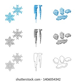 Isolated object of texture  and frozen  logo. Set of texture  and transparent  vector icon for stock.