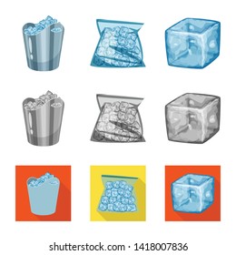 Isolated object of texture  and frozen  logo. Set of texture  and transparent  stock symbol for web.