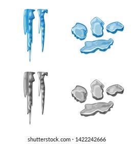 Isolated object of texture  and frozen  logo. Set of texture  and transparent  stock symbol for web.