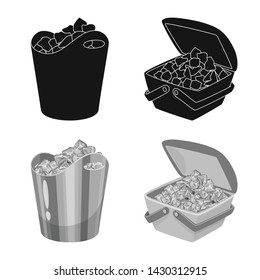 Isolated object of texture and frozen logo. Set of texture and transparent stock vector illustration.