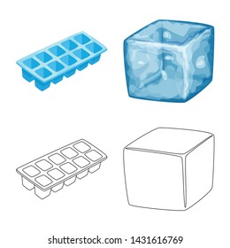 Isolated object of texture and frozen logo. Set of texture and transparent stock symbol for web.