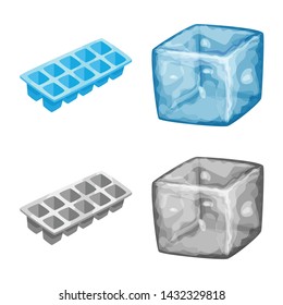 Isolated object of texture and frozen logo. Set of texture and transparent stock symbol for web.