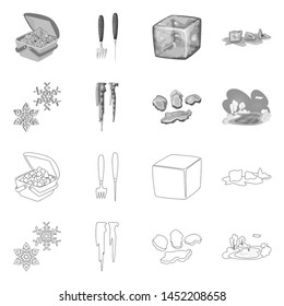 Isolated object of texture and frozen logo. Set of texture and transparent stock symbol for web.