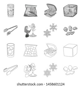 Isolated object of texture and frozen logo. Collection of texture and transparent stock vector illustration.