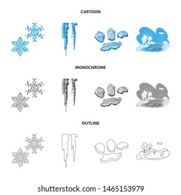 Isolated object of texture and frozen logo. Set of texture and transparent stock symbol for web.