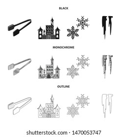 Isolated object of texture and frozen logo. Set of texture and transparent stock symbol for web.