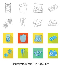 Isolated object of texture and frozen logo. Collection of texture and transparent stock vector illustration.