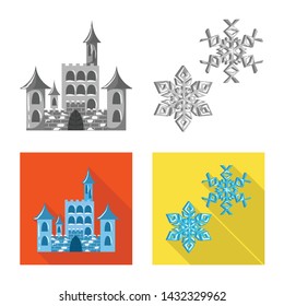 Isolated object of texture and frozen sign. Collection of texture and transparent stock vector illustration.