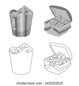Isolated object of texture and frozen sign. Set of texture and transparent vector icon for stock.