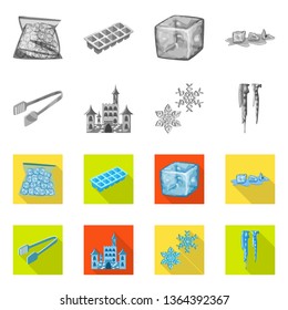 Isolated object of texture  and frozen  symbol. Set of texture  and transparent  vector icon for stock.