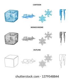 Isolated object of texture  and frozen  symbol. Set of texture  and transparent  stock vector illustration.