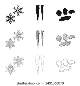 Isolated object of texture  and frozen  symbol. Set of texture  and transparent  stock vector illustration.
