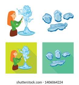 Isolated object of texture  and frozen  symbol. Set of texture  and transparent  vector icon for stock.