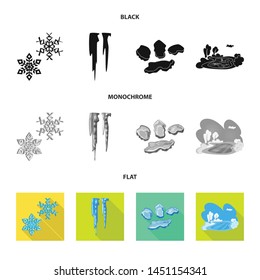 Isolated object of texture and frozen symbol. Collection of texture and transparent stock vector illustration.