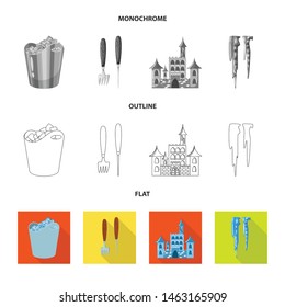 Isolated object of texture and frozen symbol. Collection of texture and transparent vector icon for stock.