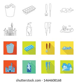 Isolated object of texture and frozen symbol. Collection of texture and transparent vector icon for stock.