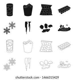 Isolated object of texture and frozen symbol. Set of texture and transparent stock vector illustration.
