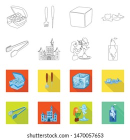 Isolated object of texture and frozen symbol. Set of texture and transparent vector icon for stock.
