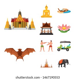 Isolated object of thailand and travel sign. Collection of thailand and culture vector icon for stock.