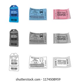 Isolated object of ticket and admission icon. Collection of ticket and event vector icon for stock.