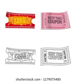 Isolated object of ticket and admission icon. Set of ticket and event stock vector illustration.