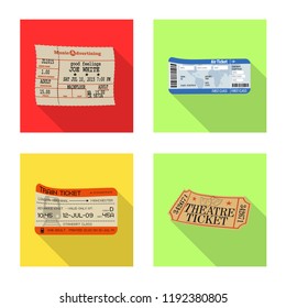 Isolated object of ticket and admission icon. Collection of ticket and event stock symbol for web.